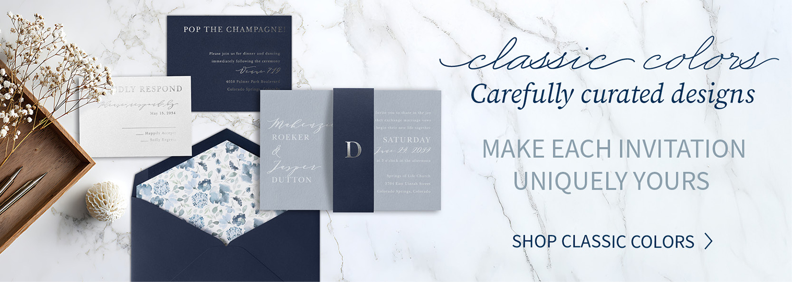 Classic Colors Wedding Collection banner